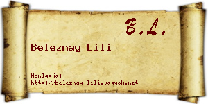 Beleznay Lili névjegykártya